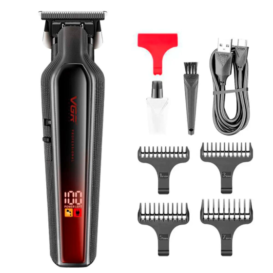 Машинка для стрижки VGR V-930: 7 Вт, 7000 об/хв, 2000 мА·год, до 360 хв, LED, 4 насадки, USB та метал Одеса