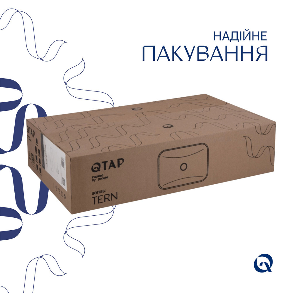 Комплект Qtap Tern: Раковина накладная прямоугольная 610x350x135 мм WHITE + Донный клапан PU02 Киев - изображение 5
