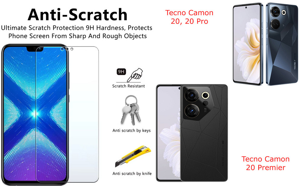 Защитное стекло NeoGlass для Tecno Camon 20, 20 Pro, 20 Premier – ультрапрозрачное и устойчивое Киев - изображение 1