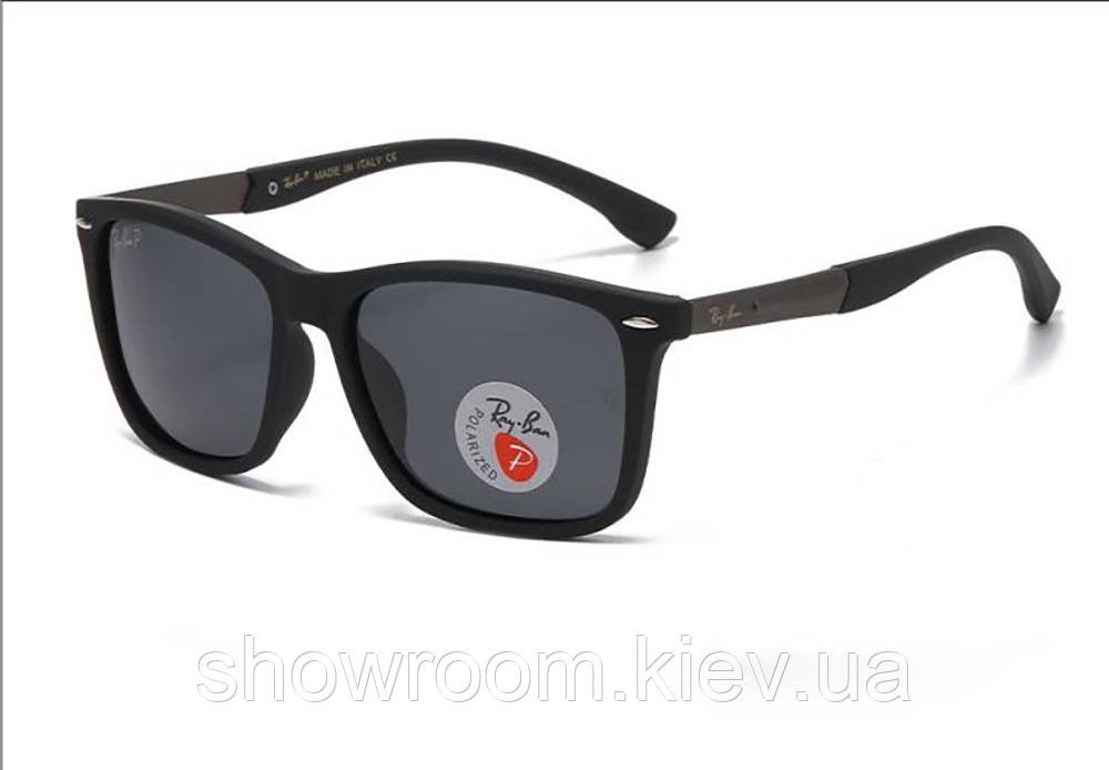 Мужские солнцезащитные очки с поляризацией Ray Ban (69035) черные Киев - изображение 1