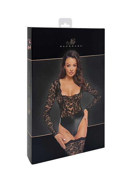 Боді Noir Handmade F296 Psyche, M, мереживо, довгий рукав, низ під латекс, з доступом Sex Aura Київ - фото 8