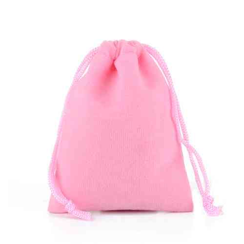 Мешочки подарочные бархатные 8x10 см, 50 шт, на затяжках, розовые для подарков и украшений Киев