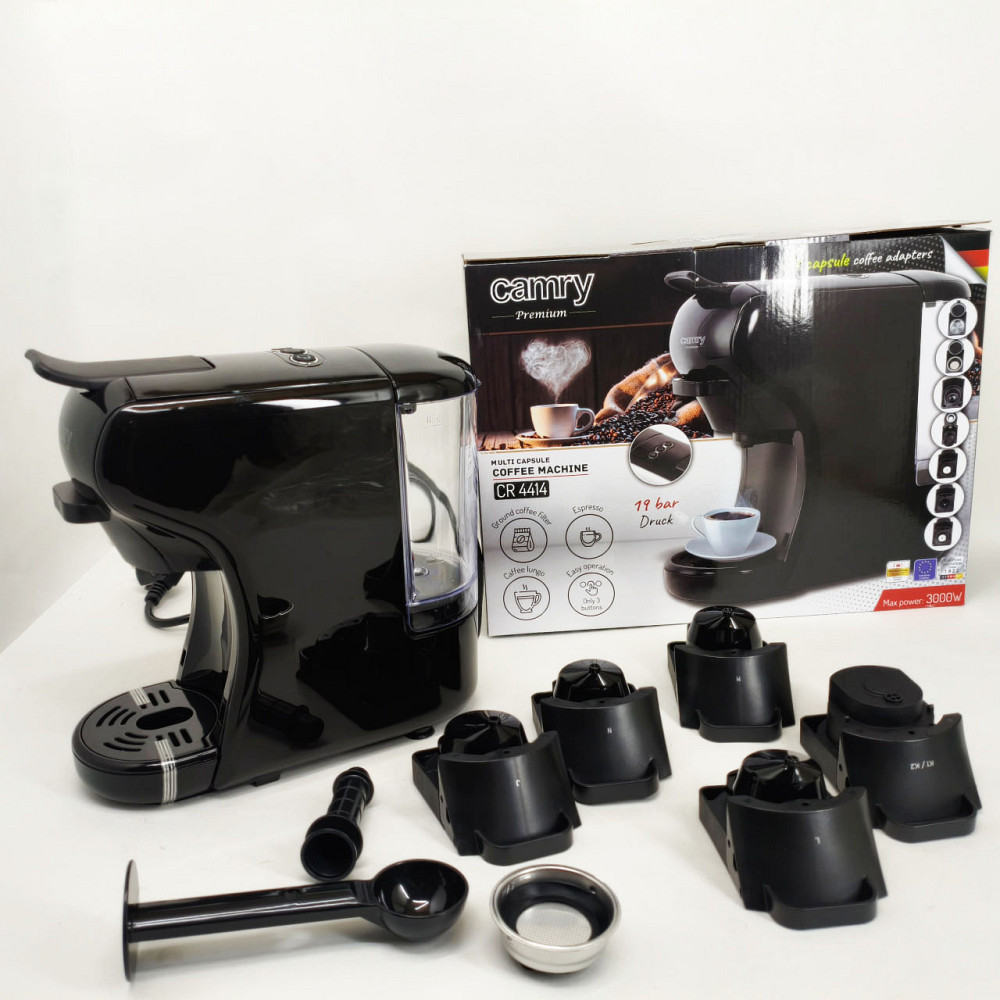 Капсульная кофемашина Camry CR 4414 3000Вт рожковая для молотого кофе и 5 адаптеров для капсул Black YE-44 Львов - изображение 8