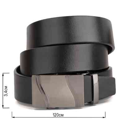 Ремень Vintage Мужской с пряжкой волна Черный (20336) Винница