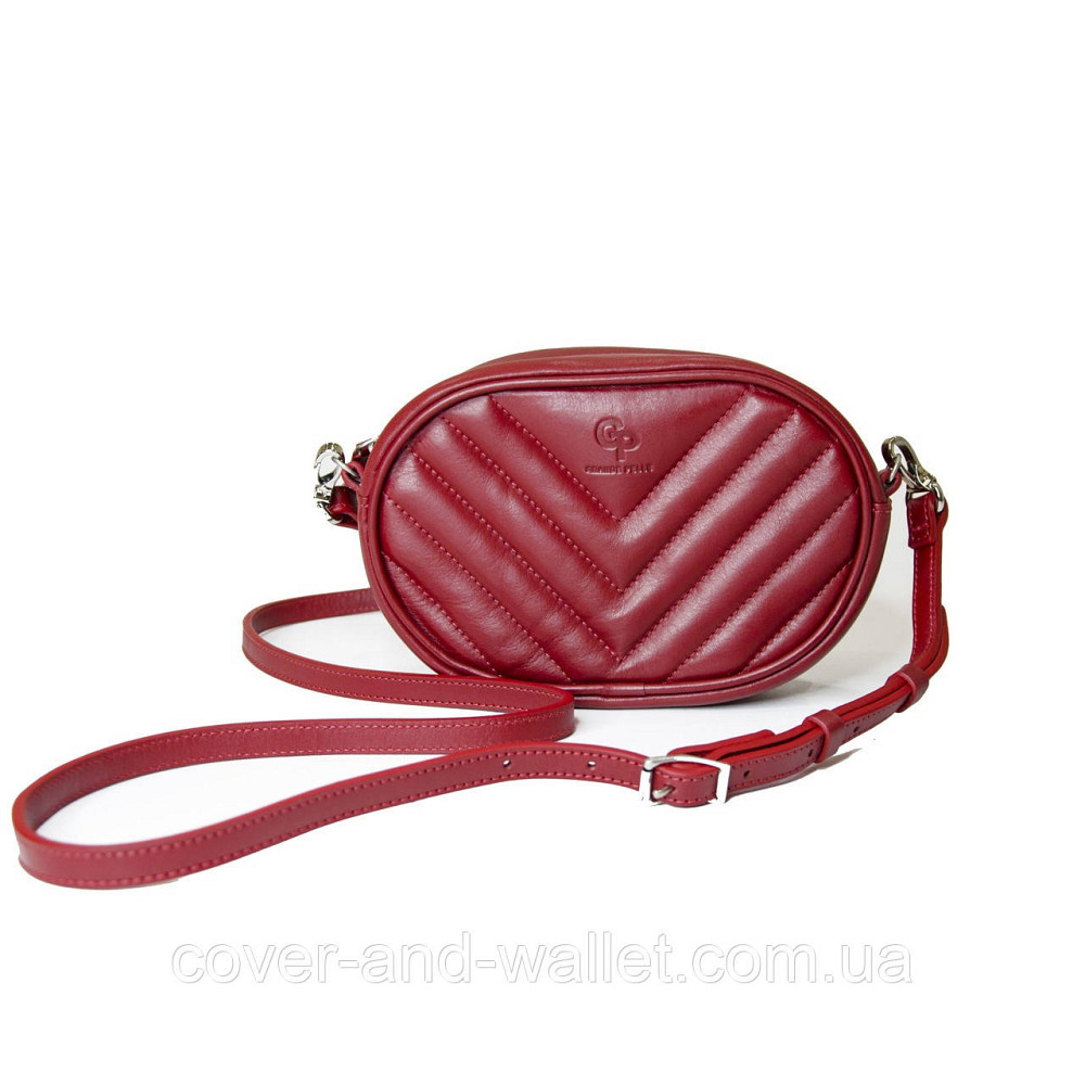 Женская кожаная сумка на пояс и через плечо красного цвета Grande Pelle Киев - изображение 7