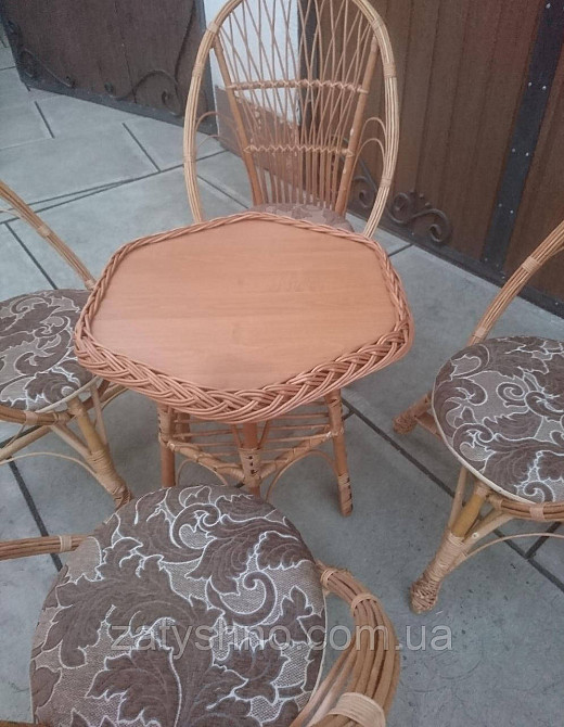 Мебель плетеная на 4 кресла и стол шестиугольный Киев - изображение 6