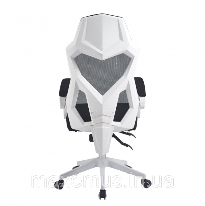 Современное офисное кресло для офиса с подставкой для ног B 057 компьютерное кресло с наклоном спинки черное с белым Мостиська - фото 5