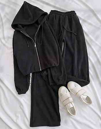 Женский прогулочный костюм двойка турецкий велюр Черный, 42/46 Одесса