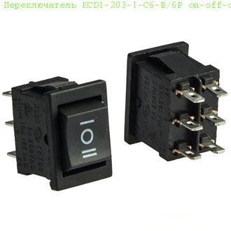 Перемикач KCD1-203-1 (MRS-203), 6pin, 6A,250V; чорний Полтава - фото 1