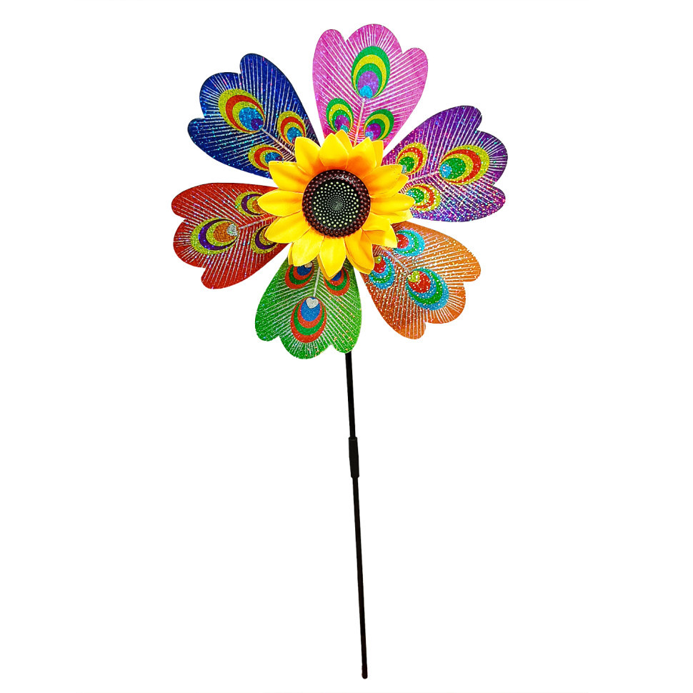 Дитячий вітрячок "Павлин" МR 1225-1 квітка діаметром 28 см, паличка 48 см Вінниця - фото 1