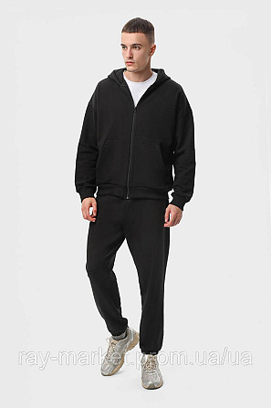 Костюм мужской худи на молнии и брюки черный RAY PREMIUM LOOSE U0809  (U0809M-Black) 3XL Киев - изображение 1