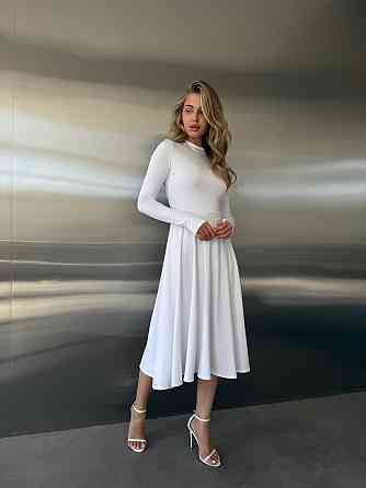 Женское стильное вечернее миди платье из микродайвинга Белый, 44/46 Одесса
