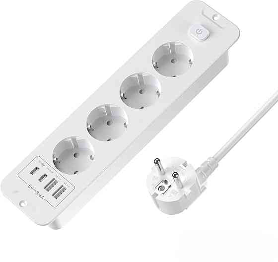 Врізний подовжувач на 4 розетки 2*USB, 2*Type C DARBONY Луцьк