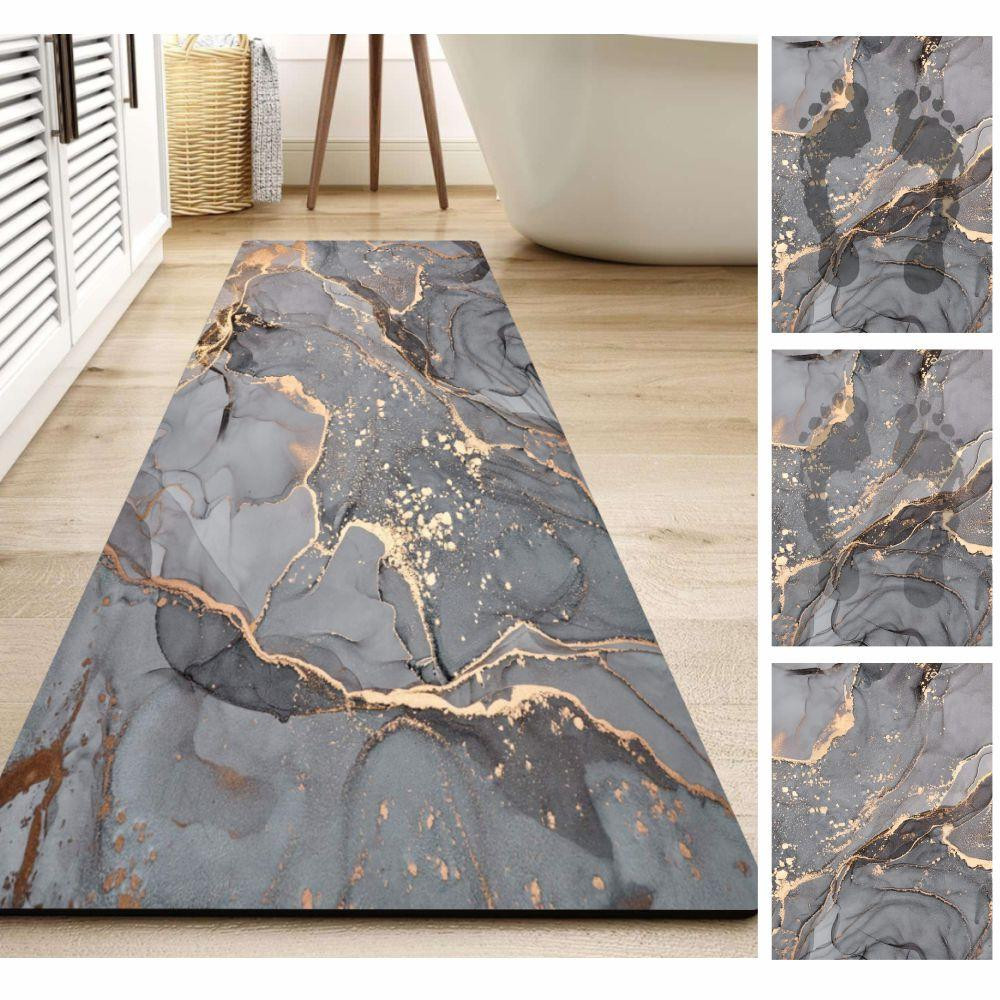 Набір діатомітових килимків для ванної та кухні Aquarius 50х80 см/50х120 см Сірий Мармур Буча - фото 3