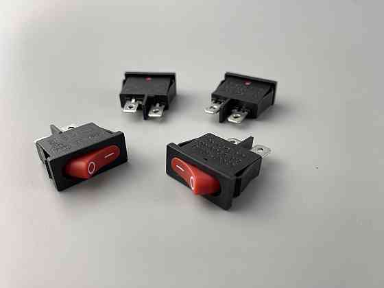 Перемикач клавішний червоний, ON-OFF, 9.5 ммх21мм, 2 ніжки Мукачево