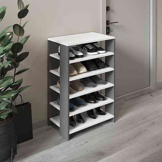 Тумба для взуття VAYS, взуттєва полиця M-36 Білий-Антрацит Львів