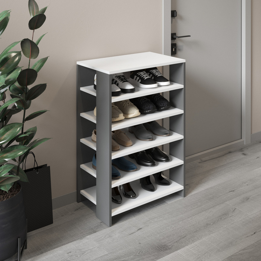 Тумба для взуття VAYS, взуттєва полиця M-36 Білий-Антрацит Львів - фото 1