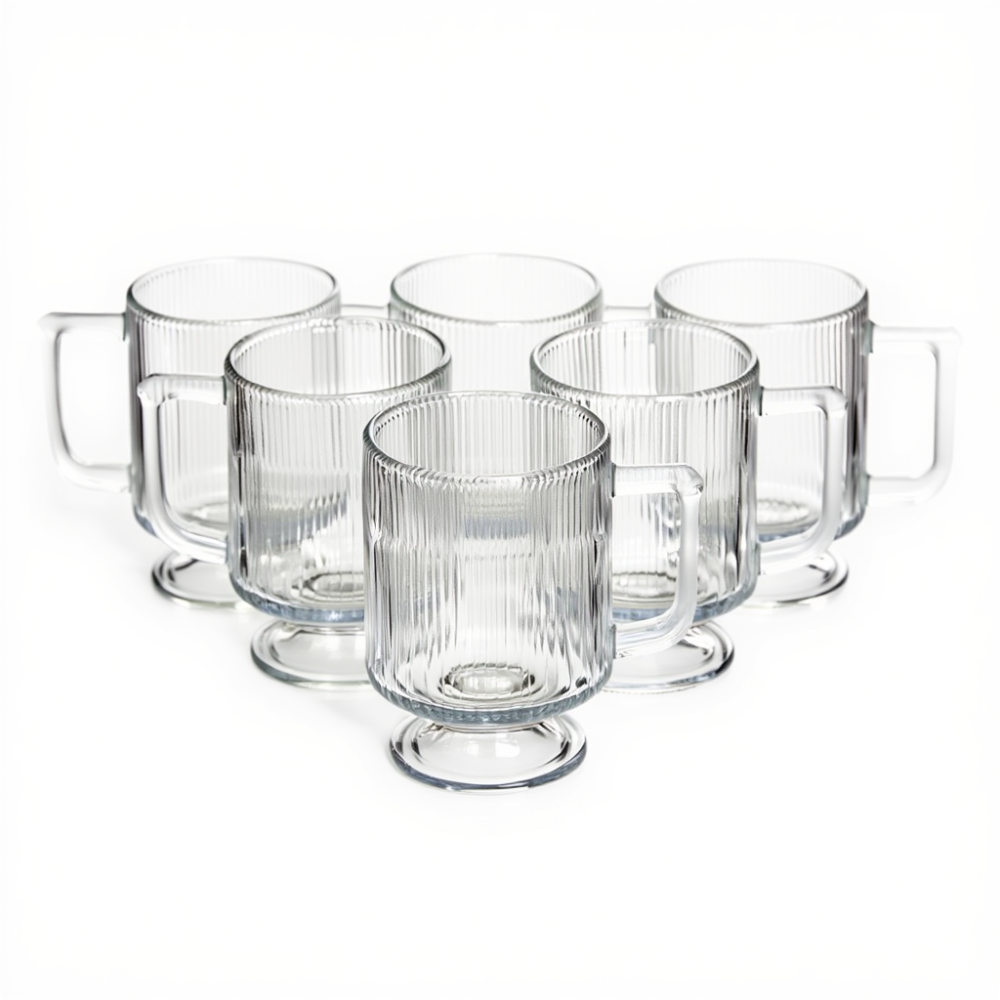 Набір скляних чашок 300 мл (6 шт) з рифленого скла HP-19-L7 Коломыя - изображение 2