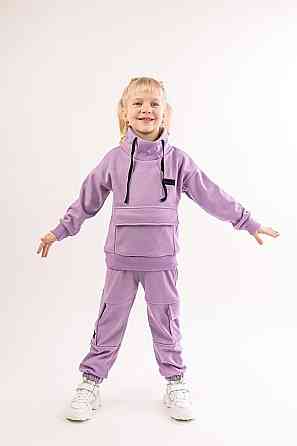 Костюм детский, спортивный х/б 100% (серый меланж, ментол, сиреневый,розовый, желтый) Крохатушка одяг 110, Сиреневый Киев