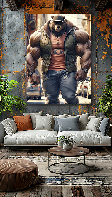 Картина Холсті в спортзал  Ведмідь  KLM_5 60х90 см Киев - изображение 3