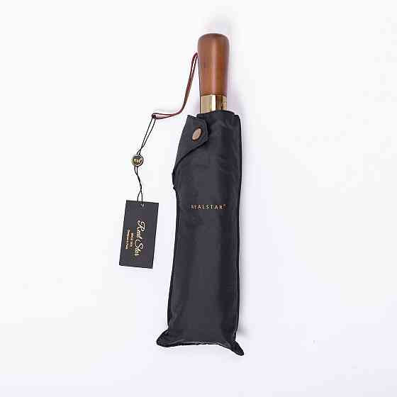 Класичний автоматичний зонт з дерев'яною ручкою, чорний Київ