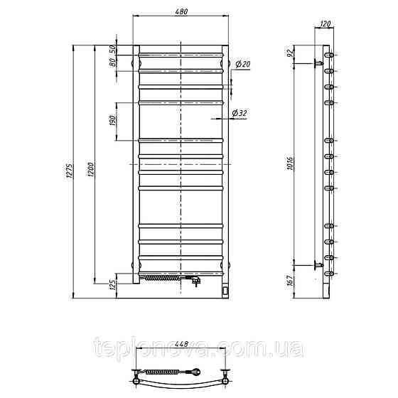 Полотенцесушитель Камелия 480х1200 Sensor левый с таймером Черновцы