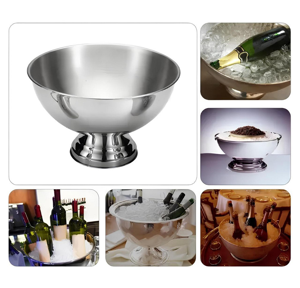 Кулер для шампанского RESTEQ из нержавеющей стали 40×25 см — ведро для льда с хромированным покрытием Киев - изображение 6