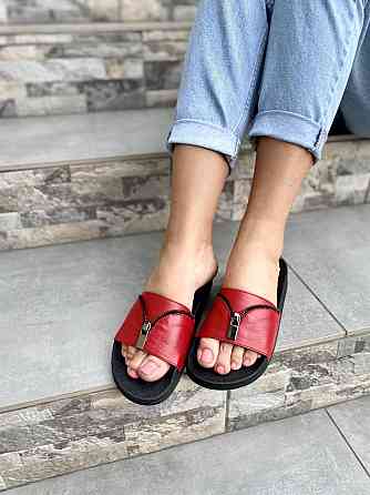 Flex Шльопанці жіночі Flex червоні (літо, шкіра натуральна) (1865) Коломыя