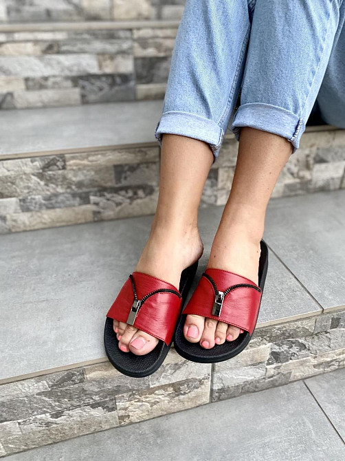 Flex Шльопанці жіночі Flex червоні (літо, шкіра натуральна) (1865) Коломыя - изображение 5