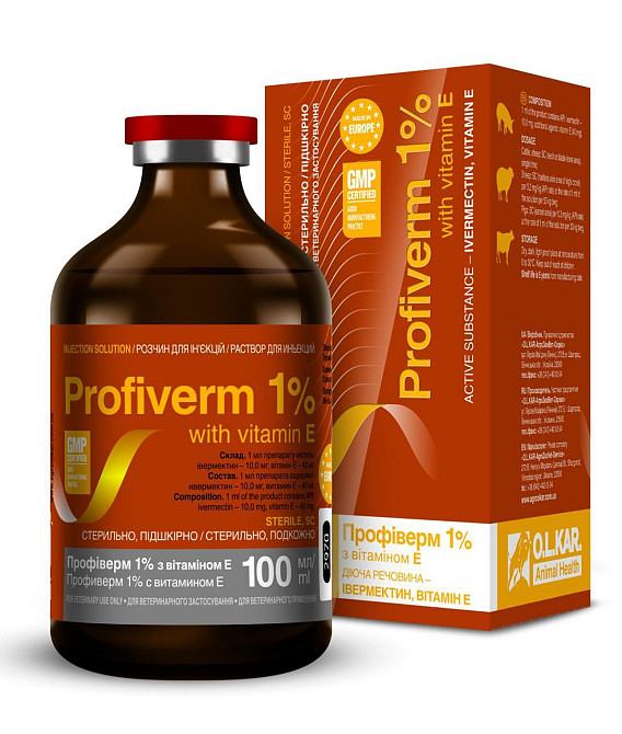 Профиверм 1% с витамином Е флакон 100 мл O.L.KAR. (Ивермектин 1%) Винница - изображение 1