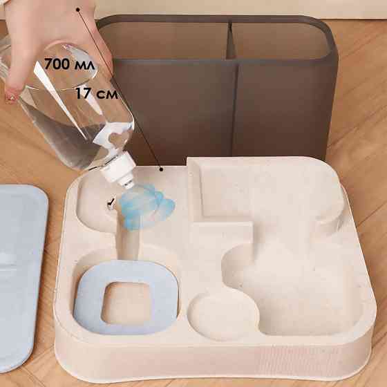 Миска для кошек собак с автоматической поилкой и кормом Taotaopets 193306 Gray + White Киев