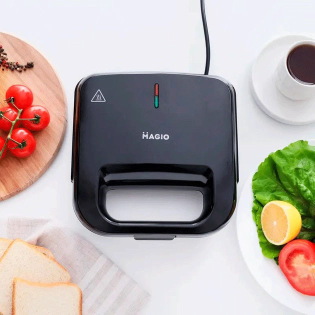 Притискна електробутербродниця MAGIO, Бутербродниця настільна для дому, Сендвічниця бутербродів MD-89 Львів - фото 6
