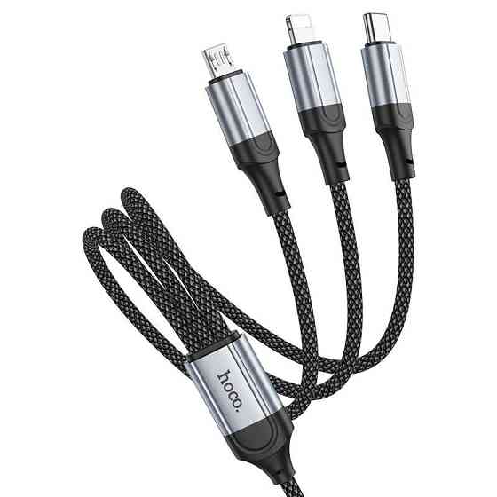 Кабель HOCO X102 Fresh 3-in-1 charging data cable (iP+Micro+Type-C) Black Київ