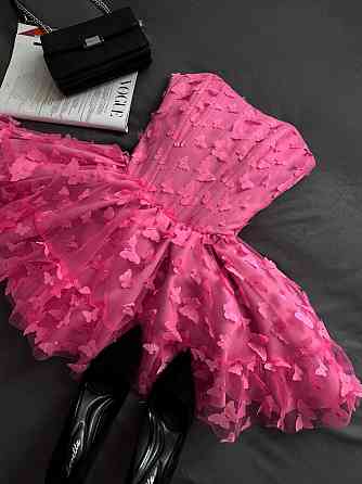 Женская романтическая привлекательная мини-платье костюмная+фатин бабочки(на подкладке). Розовый, 42/44 Одесса