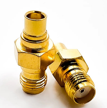 Переходник гнездо SMA - гнездо MCX, латунь, gold Полтава - фото 1