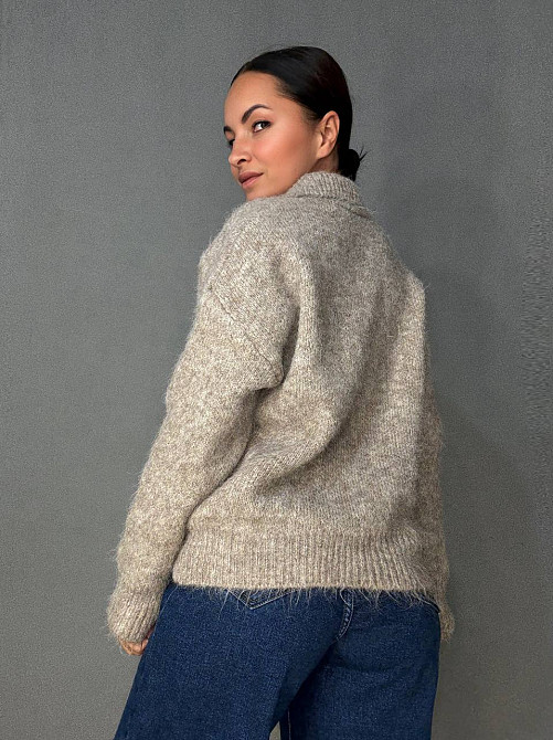 Светр жіночий A-N 19-1 з коміром поло теплий вільний, бежевий, one size Київ - фото 3