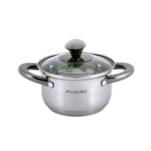 Набір каструль 6 предметів (каструлі 1/1,5/2л) нержавіюча сталь порожнисті чорні ручки 4926 KAMILLE Житомир