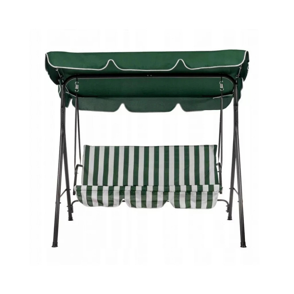 Садовые трехместные качели 160 см зелёно-белые в полоску Киев - изображение 2