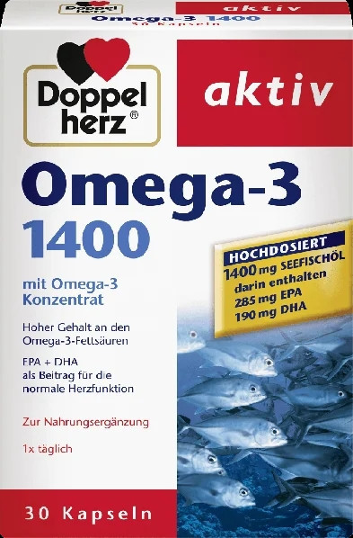 Омега-3 1400 капсулы Doppelherz 30 штук, 59,2 г (Германия) Львов - изображение 1
