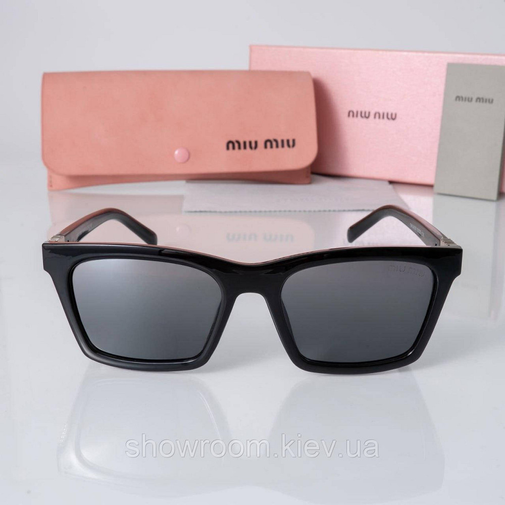 Сонцезахисні жіночі брендові окуляри Miu Miu (050) чорні Київ - фото 2
