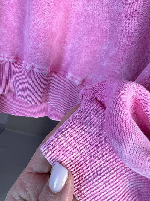 Свитшот женский Joy One 25177 оверсайз свободный крой средняя длина вареный тай-дай one size, розовы Одесса - изображение 3