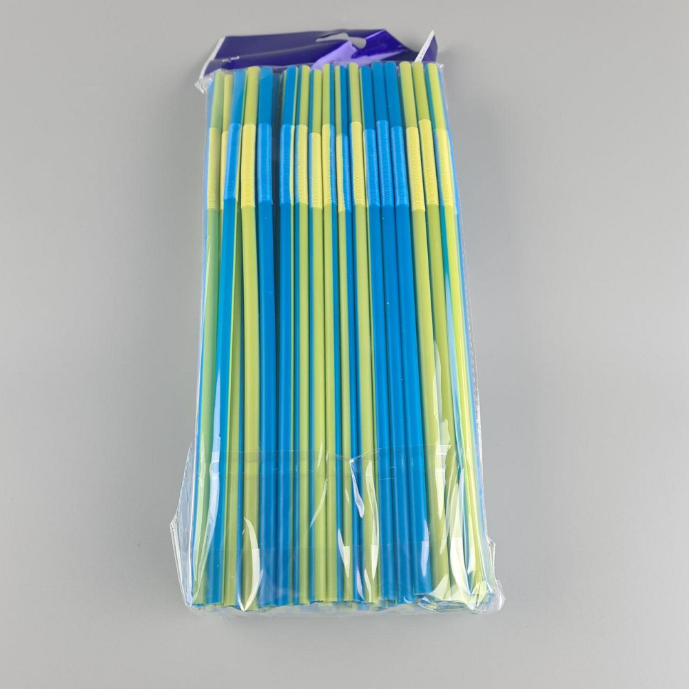 Трубочка-соломка для напитков с гофрой d6,0 -26см Сине-желтая  Артистик (100 шт) Харьков - изображение 3
