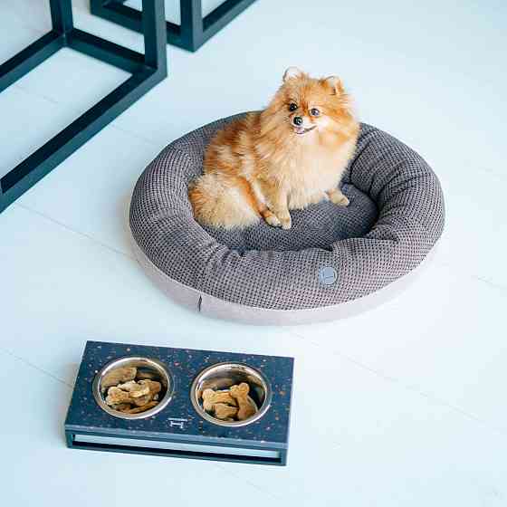 Лежанка для собак і котів овальна Harley and Cho, круглий лежак для тварин Bagel Brown Одеса