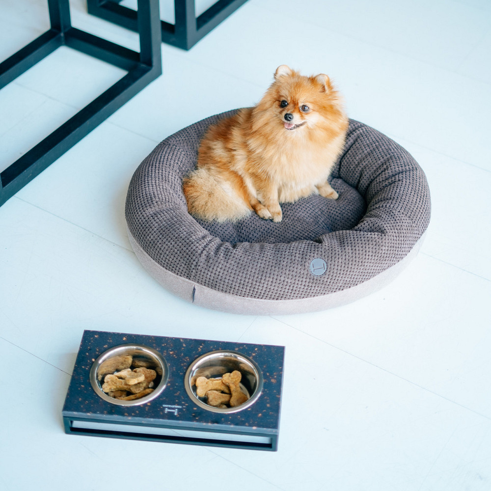 Лежанка для собак і котів овальна Harley and Cho, круглий лежак для тварин Bagel Brown Одеса - фото 5
