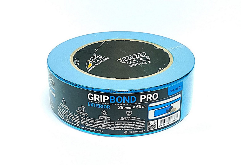 MASTERTOOL Стрічка малярна для фасадних робіт MASTERTOOL GripBond Pro Exterior 38 мм×50 м синя Коломия - фото 1