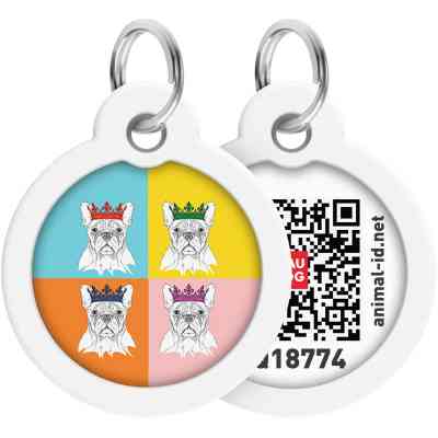 Адресник для животных WAUDOG Smart ID с QR паспортом "Французский бульдог", круг 30 мм (230-0209) Винница