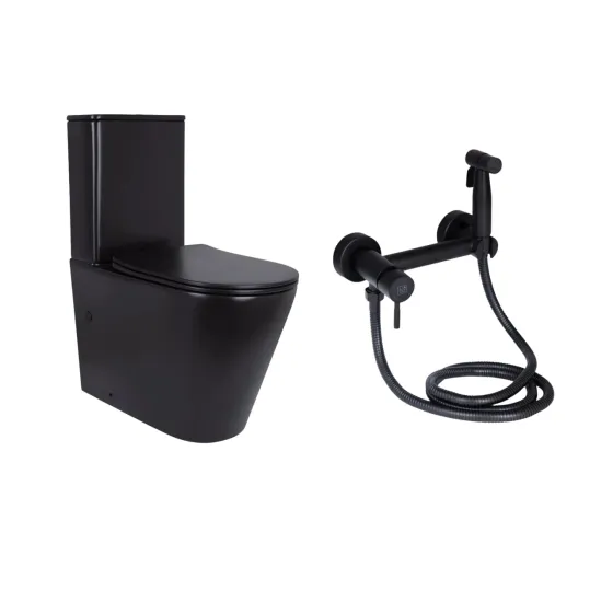 Комплект 2 в 1: унитаз напольный Qtap Scorpio Matt Black QT14226088AMB + набор гигиенического душа Lidz Aria Black Киев