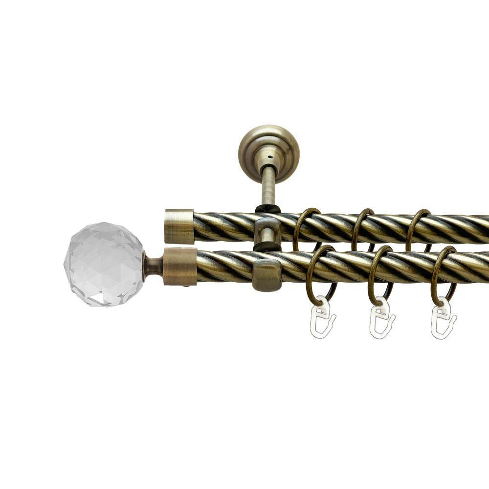 Карниз Orvit Люміера металевий дворядний відкритий скручена труба кільце металеве Антик 19\19 мм 300 см (00-00022228) Львів - фото 1