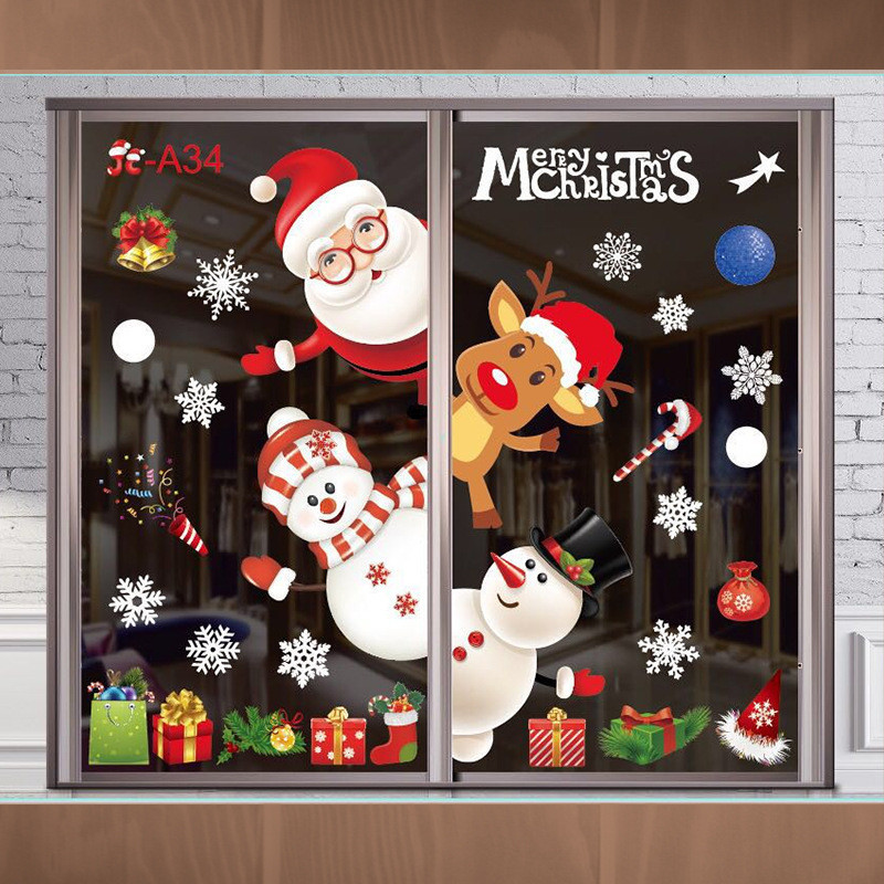 Новогодние наклейки на окна 90 на 60 см разноцветный Киев - изображение 2