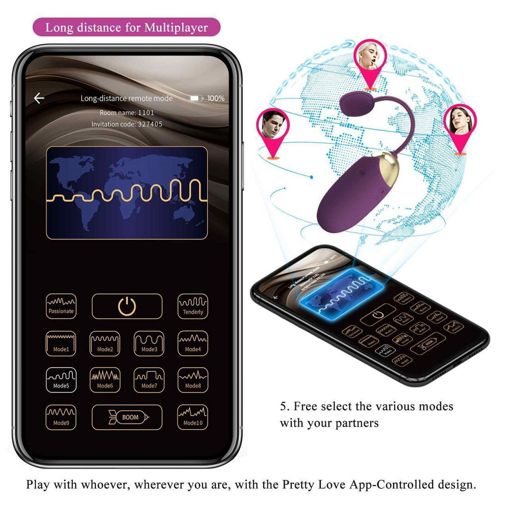 Вібростимулятор PRETTY LOVE - Klay, 10 vibration functions 10 thrusting settings Mobile APP remote c Sex Aura Київ - фото 9